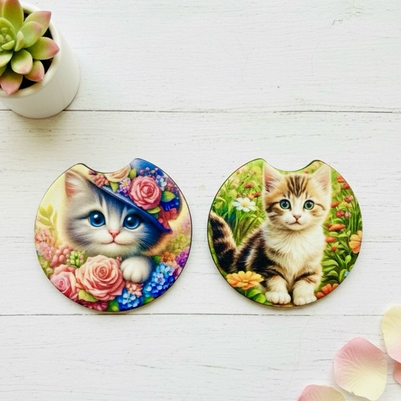 Other - Floral Cat Coasters Set